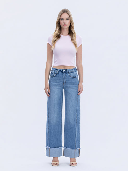 Vervet Adore Cuffed Wide Leg Jeans