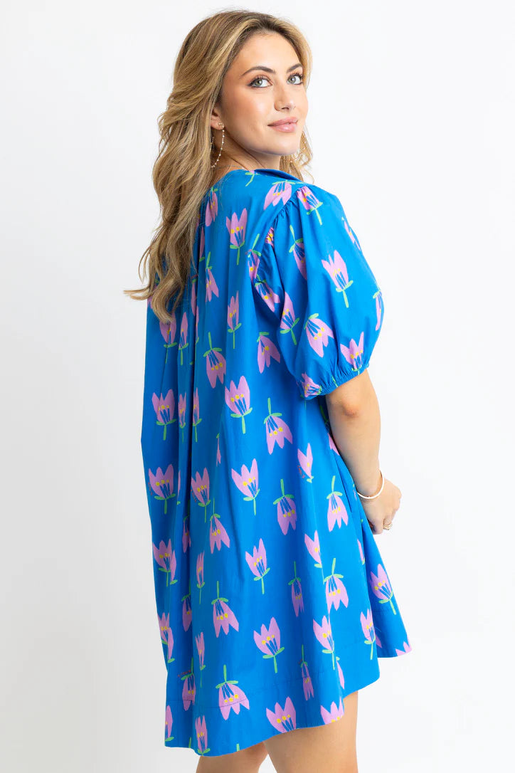 Karlie Poppy Scallop V-Neck Dress