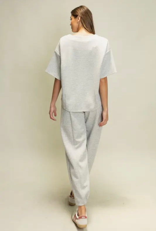 Box Pleat Drawstring Jogger Pants (Blue)