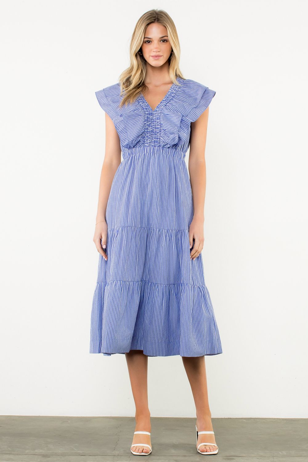 THML Striped flutter sleeve maxi