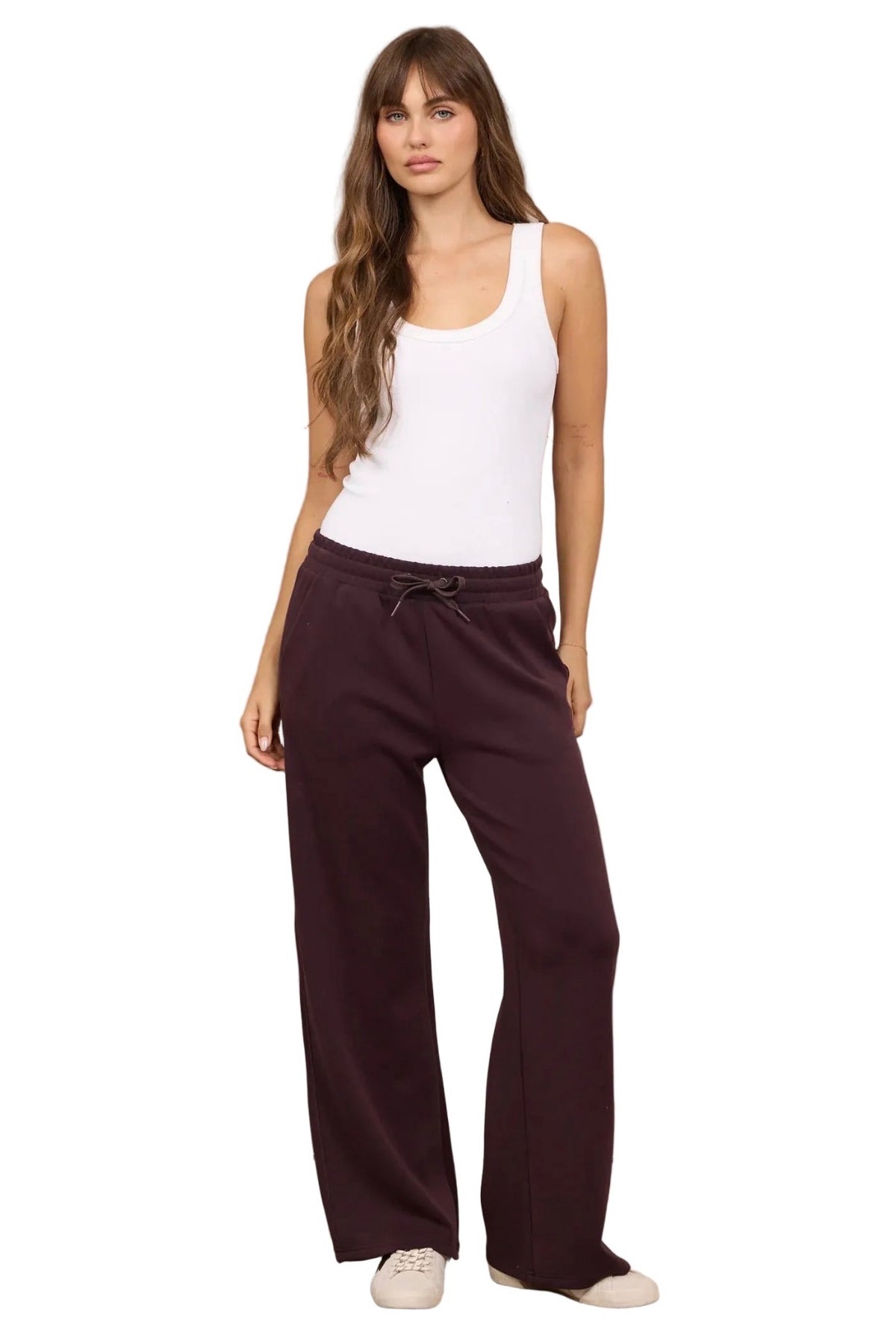 Vintage Havana Bordeaux Luxe Cloud Cowl Neck Top & Wide Leg Pant