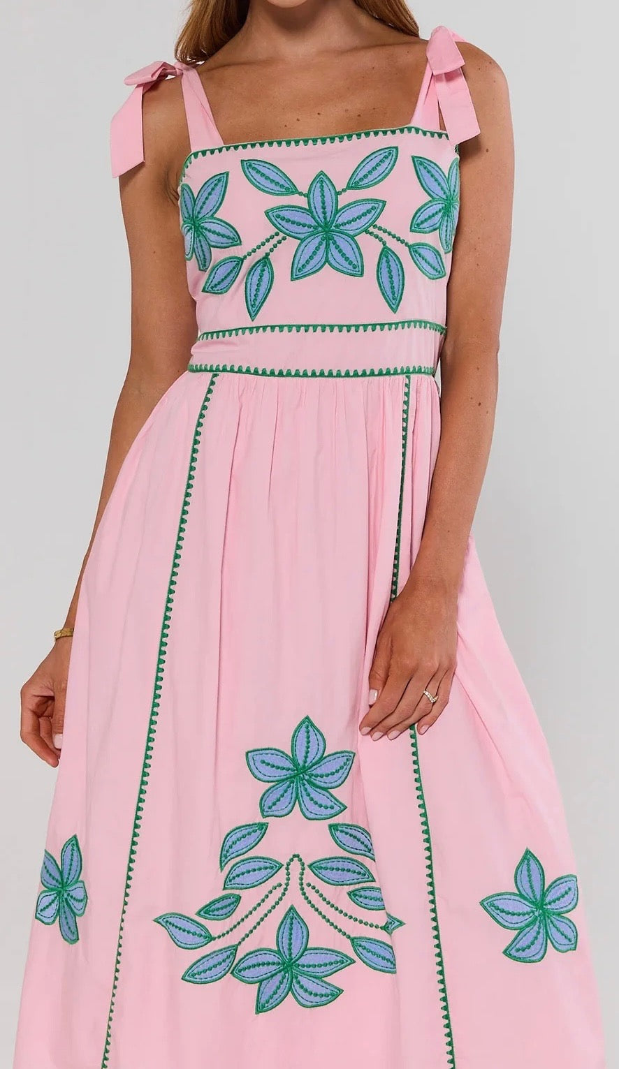 THML floral tie strap midi