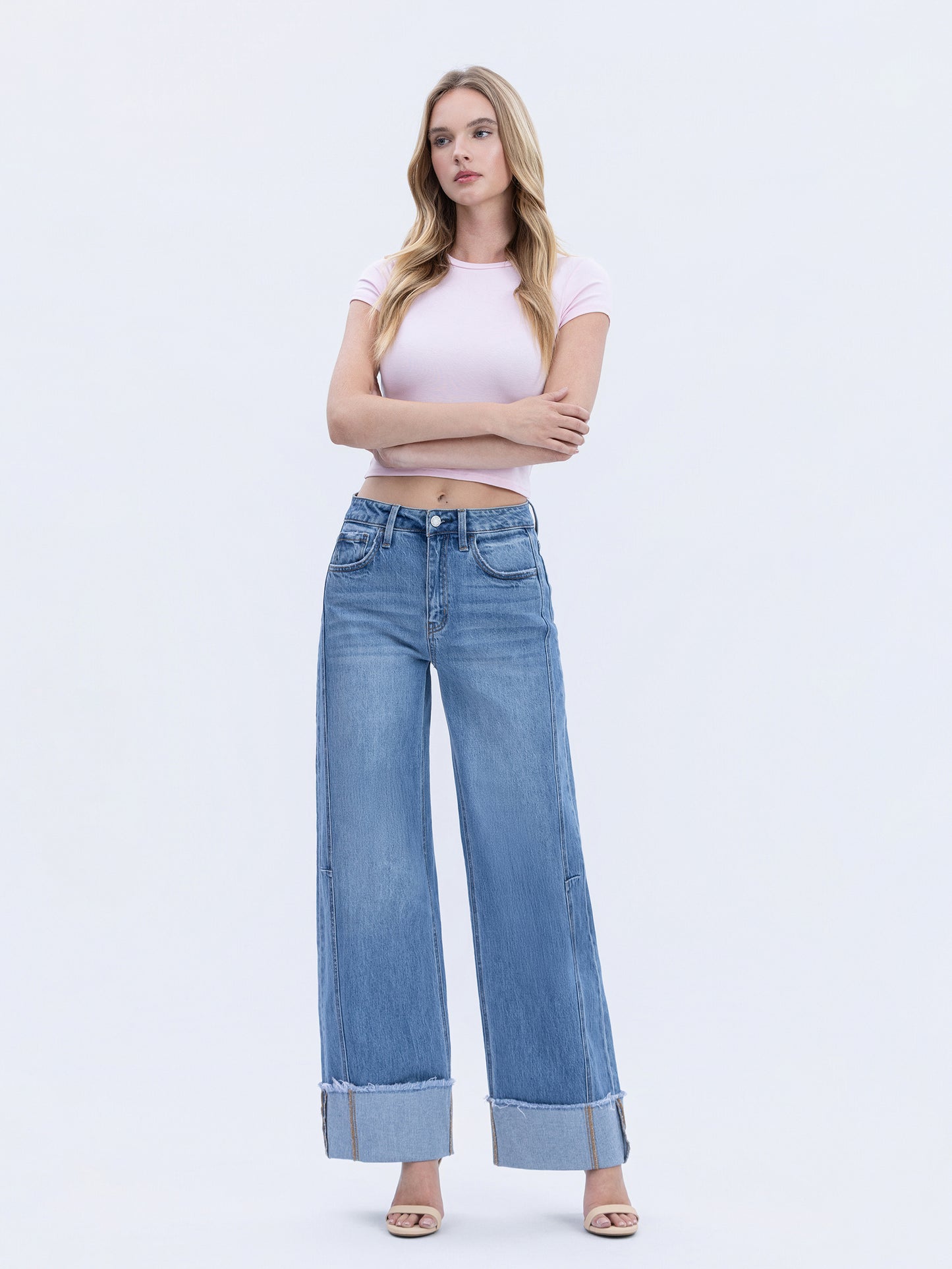 Vervet Adore Cuffed Wide Leg Jeans