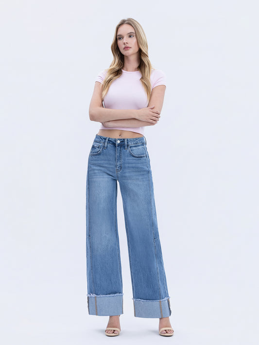 Vervet Adore Cuffed Wide Leg Jeans