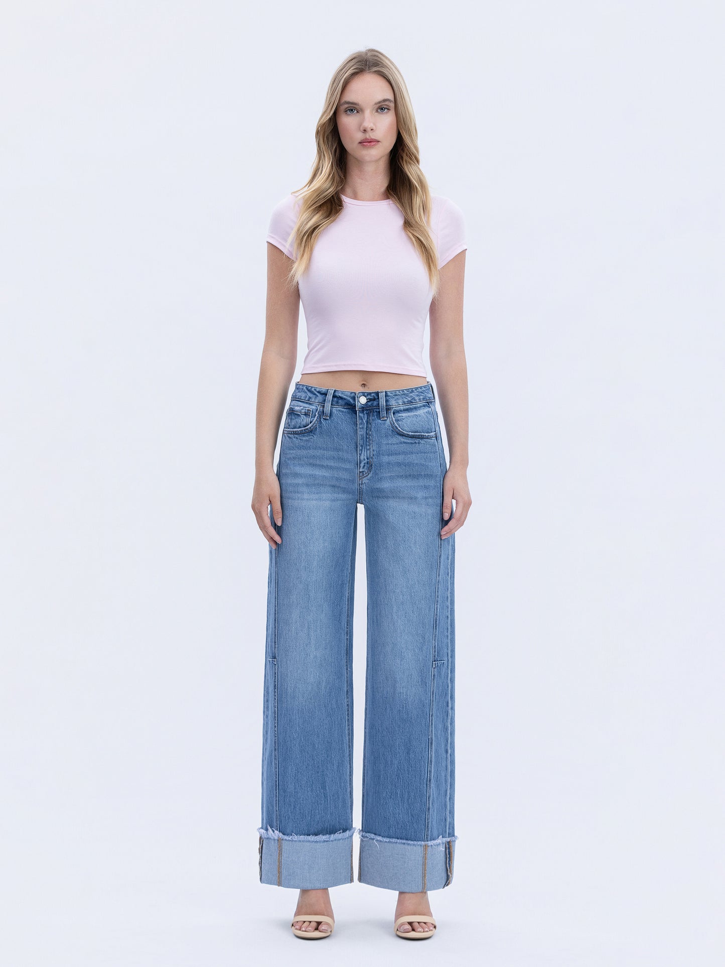 Vervet Adore Cuffed Wide Leg Jeans