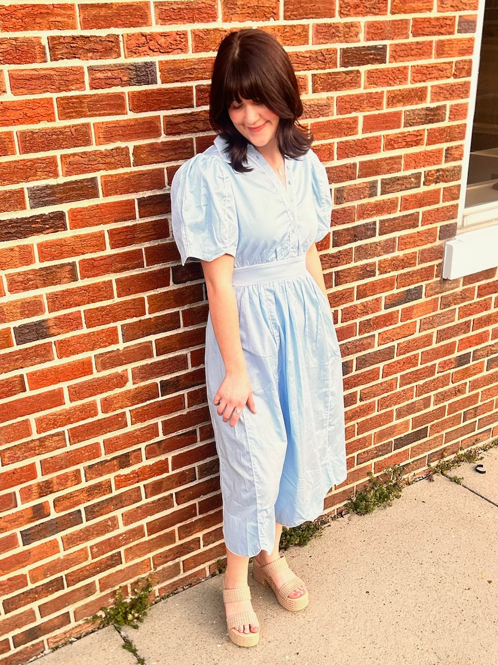 Contrast Piping Scallop Dress