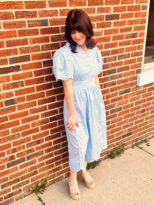Contrast Piping Scallop Dress