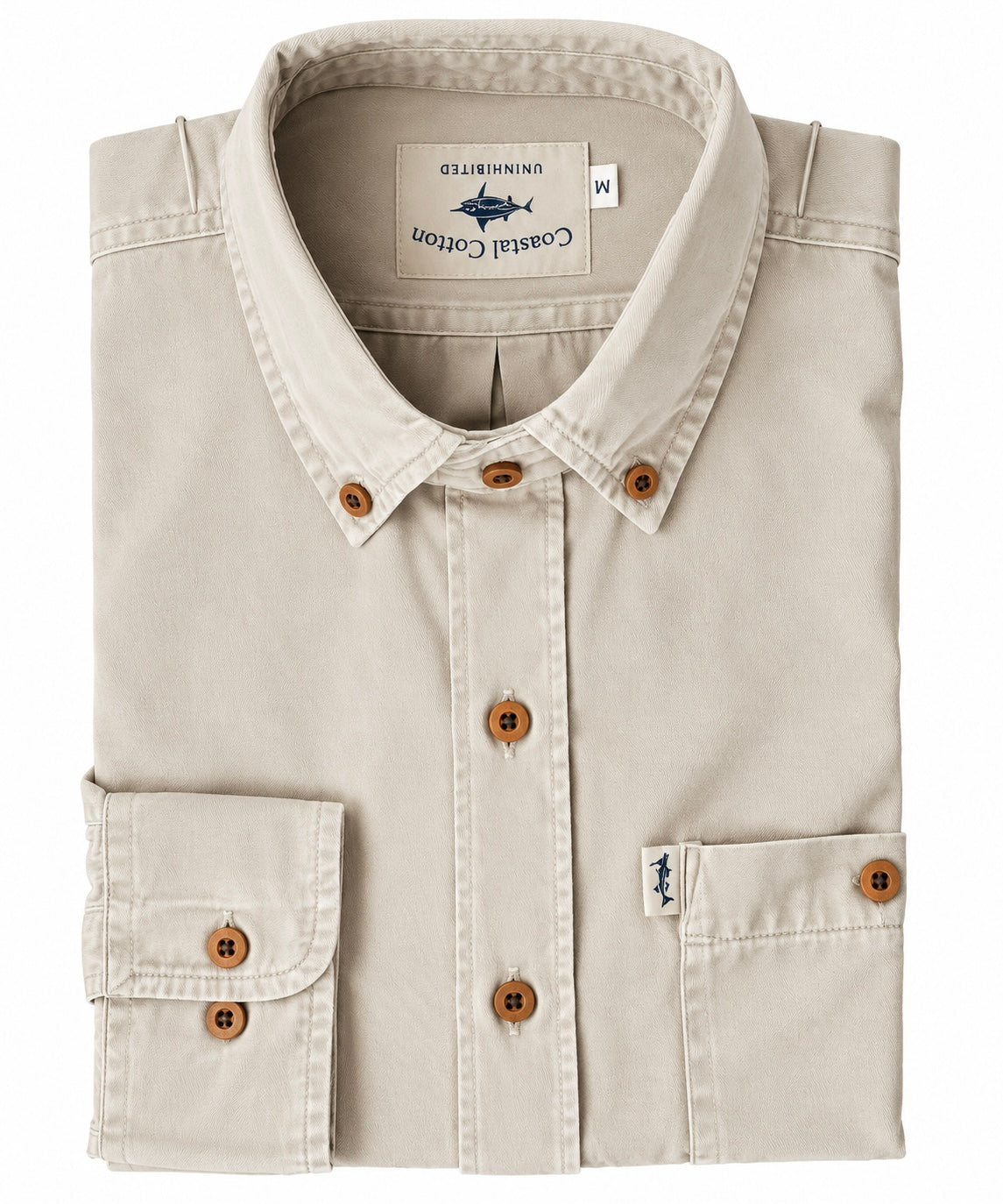 Coastal Cotton Twill Sport Shirt Khaki