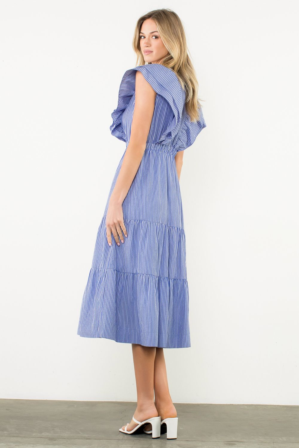 THML Striped flutter sleeve maxi