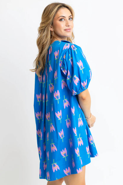 Karlie Poppy Scallop V-Neck Dress