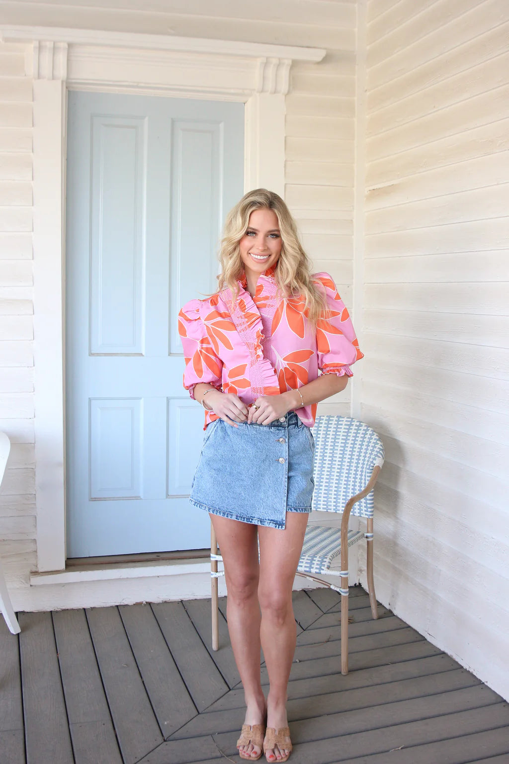 Karlie Palm Leaf Floral Top