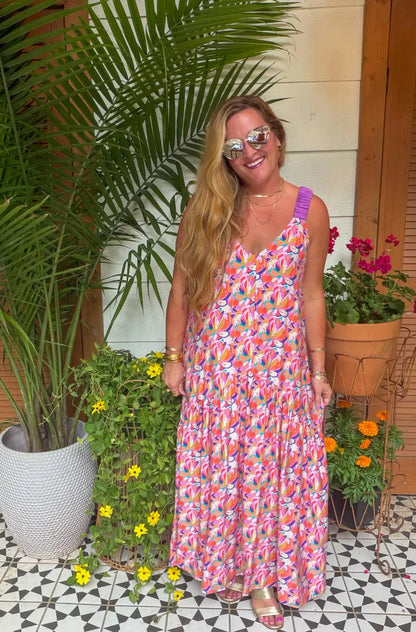 Elvira Dress Flare- Bianca Orange Print