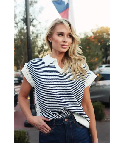 Karlie Stripe Sleeveless Sweater
