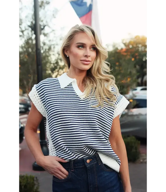 Karlie Stripe Sleeveless Sweater
