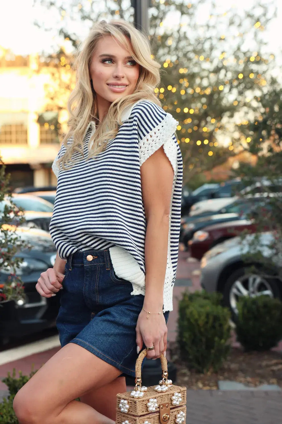 Karlie Stripe Sleeveless Sweater