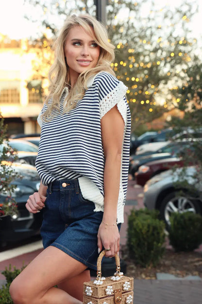 Karlie Stripe Sleeveless Sweater