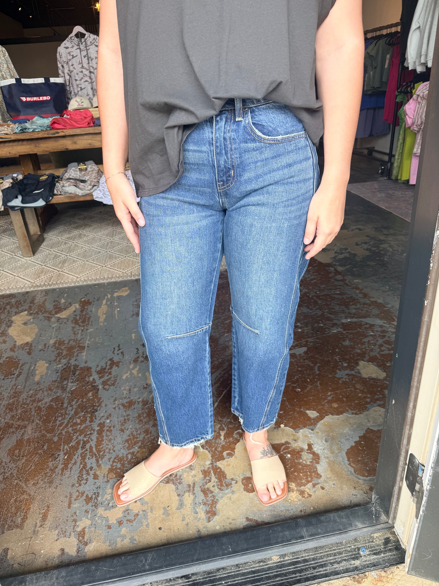 Vervet High Rise Barrel Dark Wash Denim