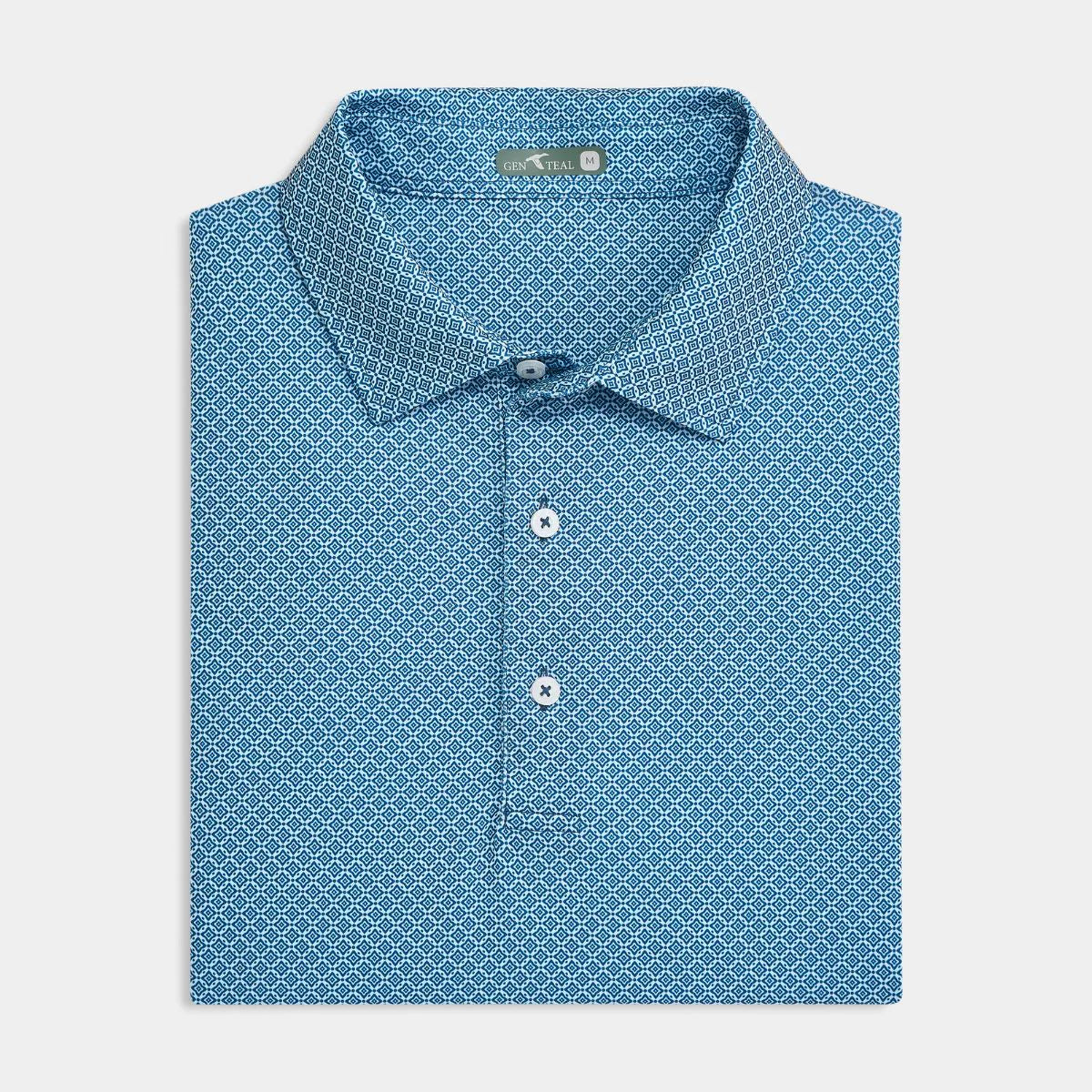 Genteal Navy Diamond Lattice Performance Polo