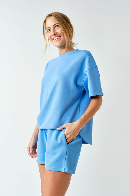 Luxe Sand Wash Rib Tee Set
