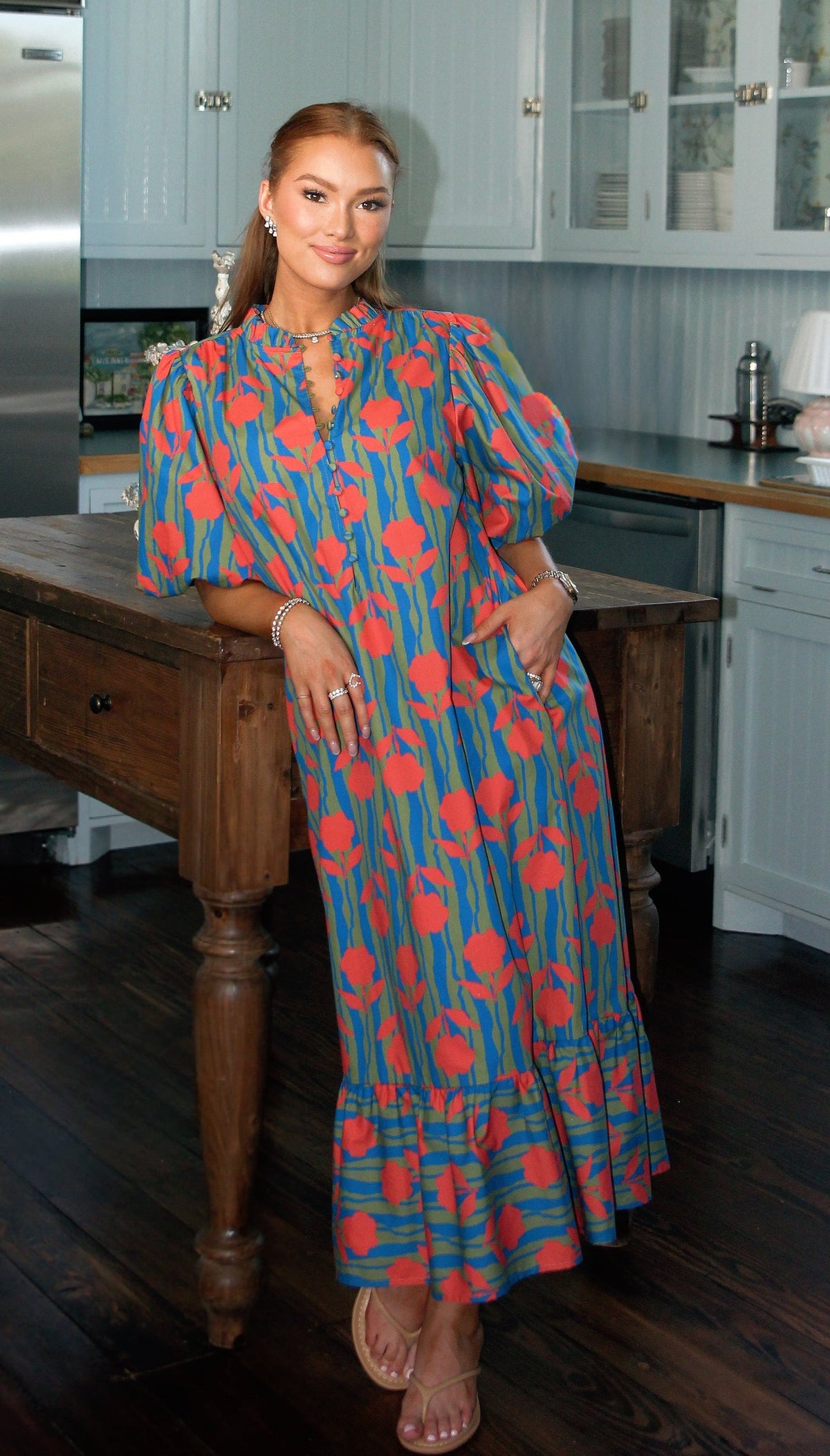 Karlie Floral Puff Sleeve Maxi Dress