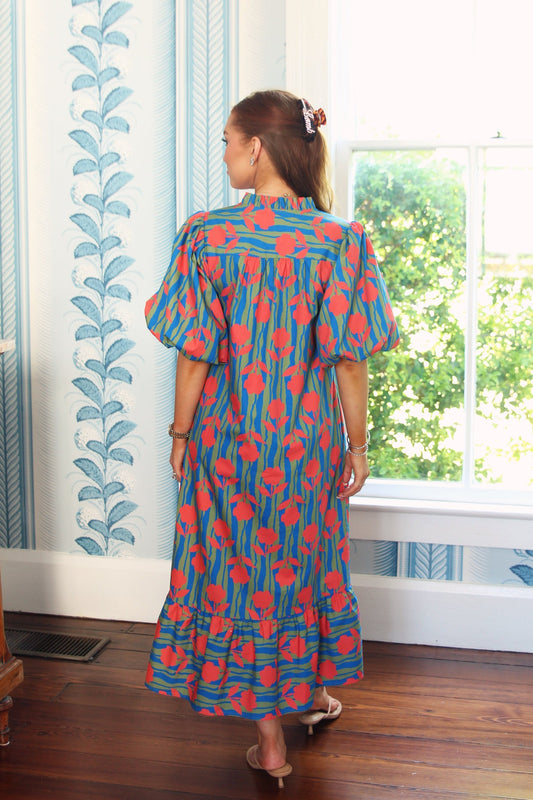 Karlie Floral Puff Sleeve Maxi Dress
